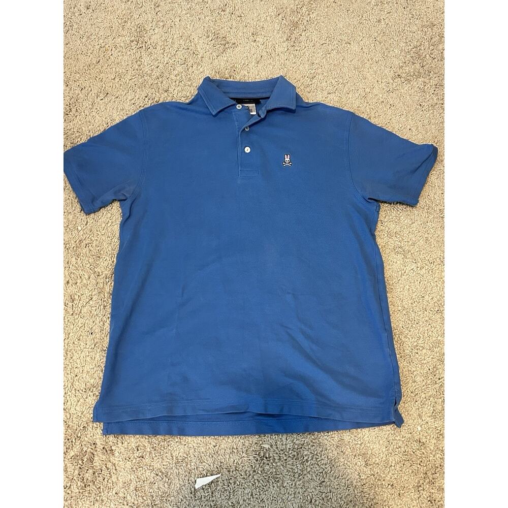 Psycho Bunny Polo Shirt Mens 7 X-Large Blue Lightweight Short Sleeve Pima Cotton